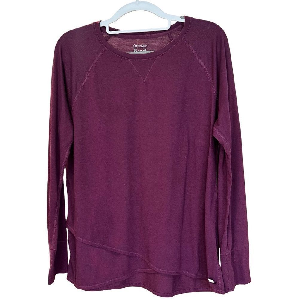 Calvin Klein Performance Women's Crew Neck Long Sleeve Tee Burgundy/Cranberry XL